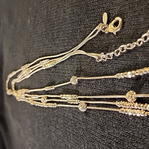 Chico's Hexie Long Double Strand Gold Tone Necklace - Picture 5 of 6